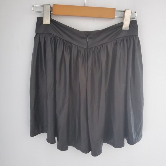 Seduction Faux Leather-Like Flared Mini Skirt, Black, S - Picture 3 of 6